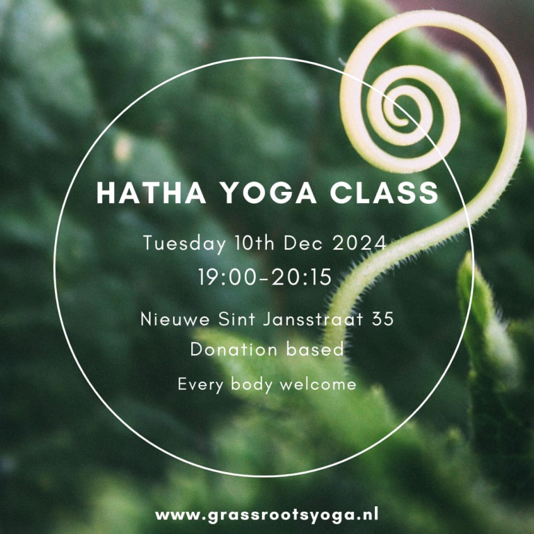 Yoga class Tuesday 10th Dec 2024, 19:00-20:15 @ Nieuwe Sint Jansstraat 35